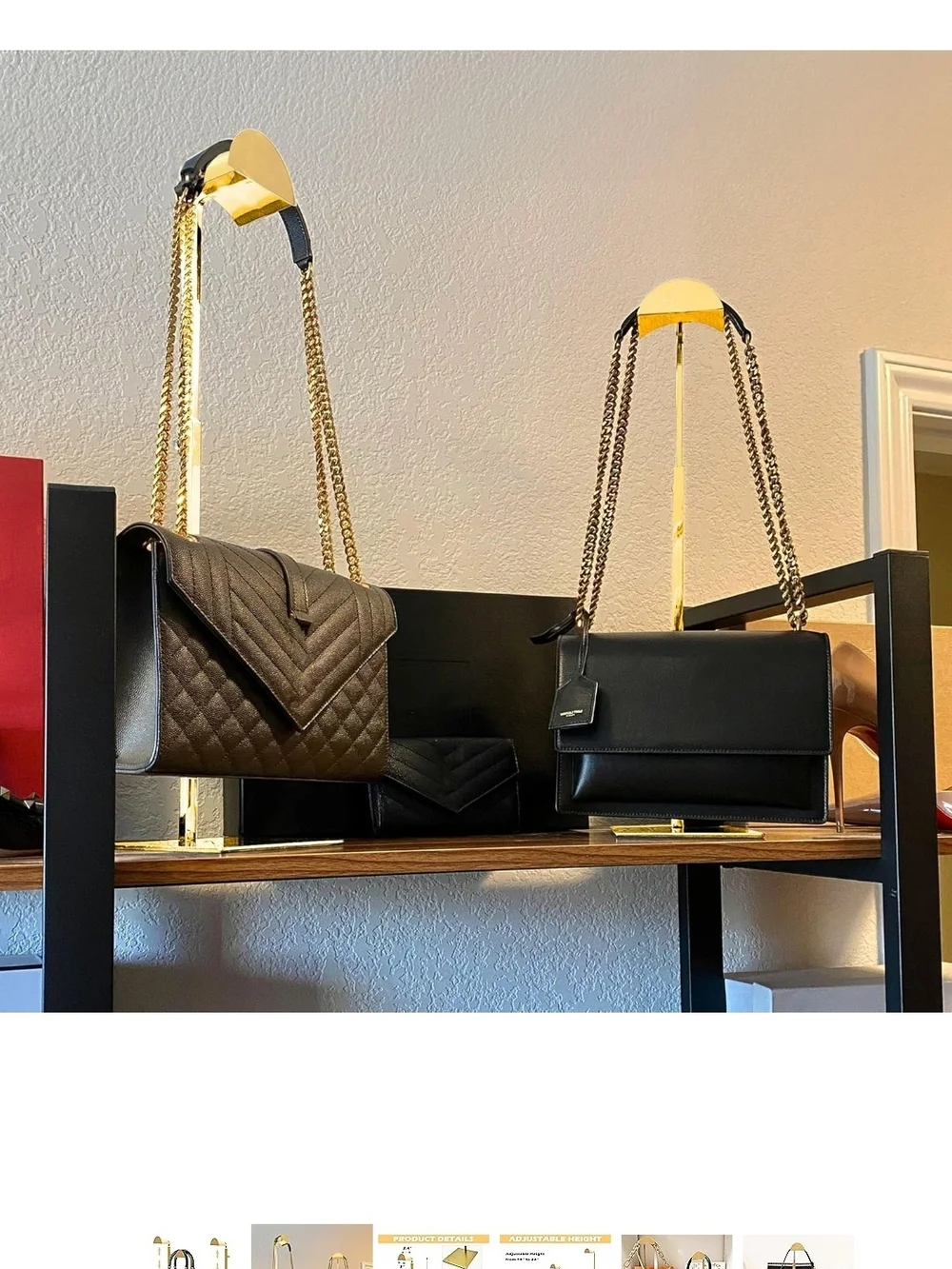 Purse Or Bag Stand In Gold Color For Display Selling Posh